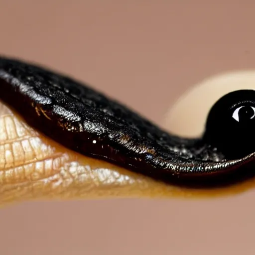 Prompt: a slug with a giant eyeball on its back