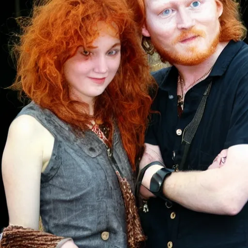 Prompt: johnney depp with cute ginger hair girlfriend