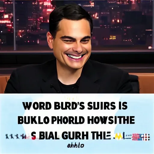 Prompt: Ben Shapiro laughing as the world burns