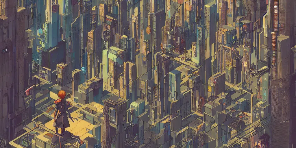 Image similar to a graphic layout design maze poster of cyberpunk city, chris ware, peter mohrbacher, jane newland, peter gric, chris ware, aaron horkey, illustration, artstation