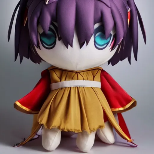 Prompt: cute fumo plush of a girl from a secret cult, the order of the burning shadow, studio lighting