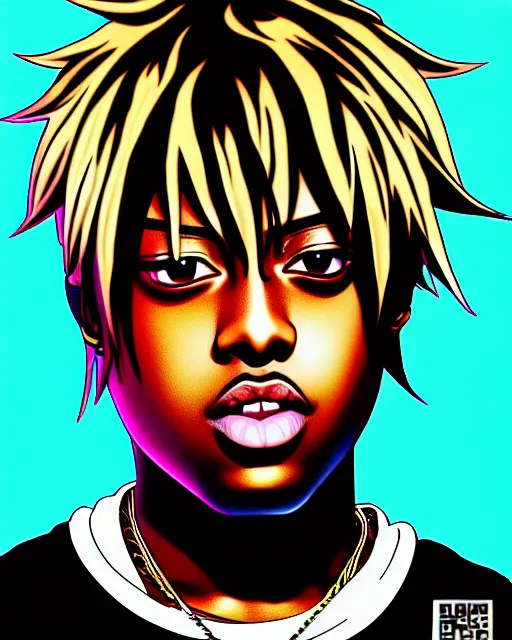 Image similar to juice wrld rapper rockstar legend as an anime character highly detailed photo realistic anime digital art