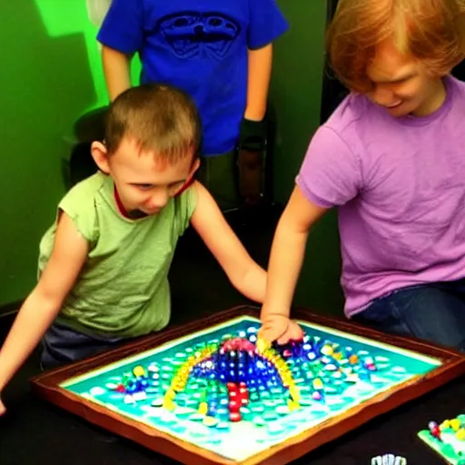 Image similar to aliens playing with marbles