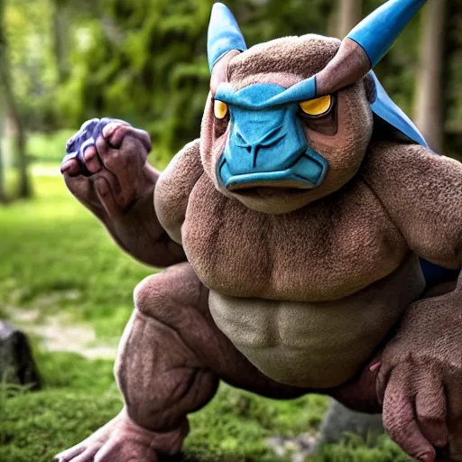 Prompt: national geographic photo of machamp, pokemon in the wild, intricate, portrait, 8 k highly professionally detailed, hdr, award winning