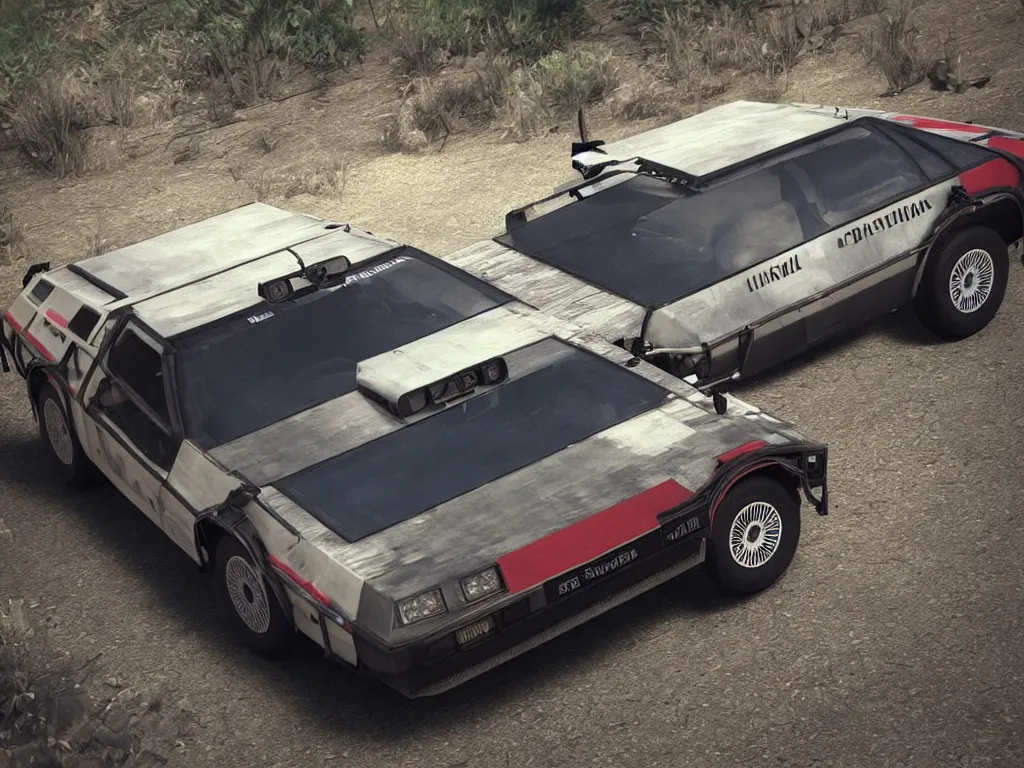 Image similar to “Delorean Rally Car, ultra realistic, 8k”