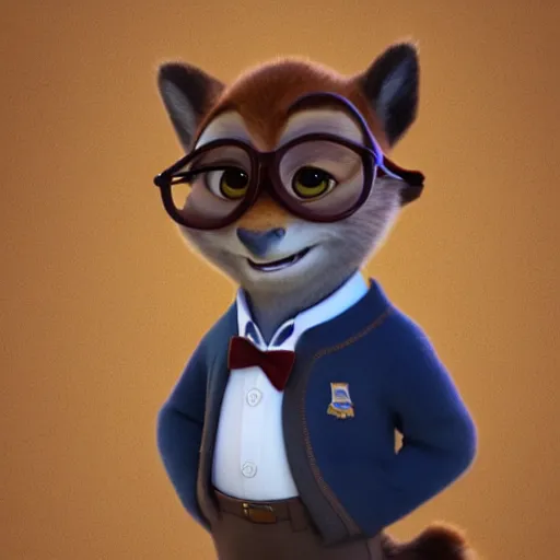Prompt: very cute kid's film character anthro brown! marmot! in a black business tuxedo while holding a pencil wearing glasses, disney pixar zootopia character concept artwork, 3 d concept, detailed fur, high detail iconic character for upcoming film, trending on artstation, character design, no ears