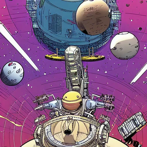 Image similar to orbital space settlement by Geoff Darrow