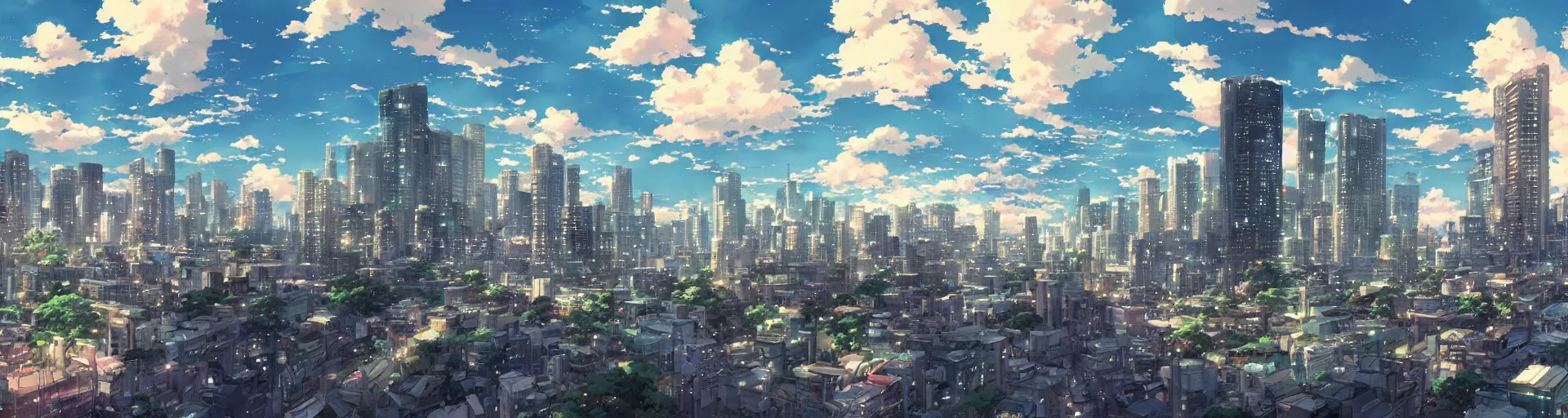 Prompt: beautiful anime cityscape makoto shinkai
