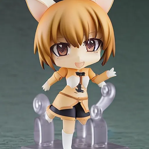 Image similar to an anime nendoroid figurine of cute caracal, fantasy, figurine, product photo