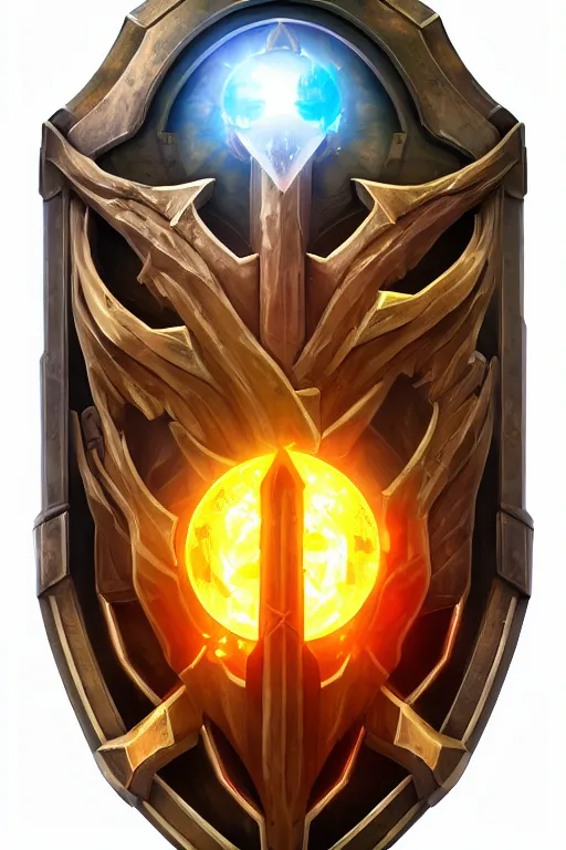 Image similar to shield fantasy epic legends game icon stylized digital illustration radiating a glowing aura global illumination ray tracing hdr fanart arstation by ian pesty and katarzyna da „ bek - chmiel