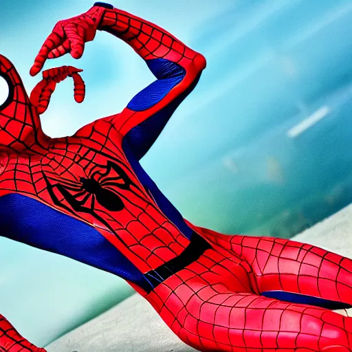 Image similar to Spiderman in swimsuit