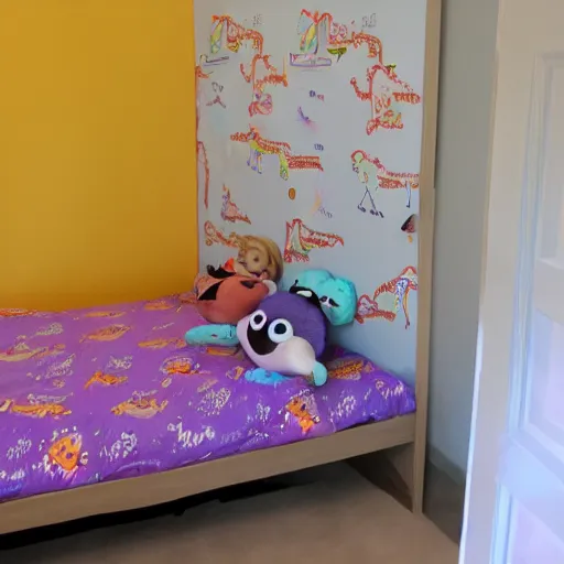 Prompt: a portal to the monster dimension under the bed in a childrens room