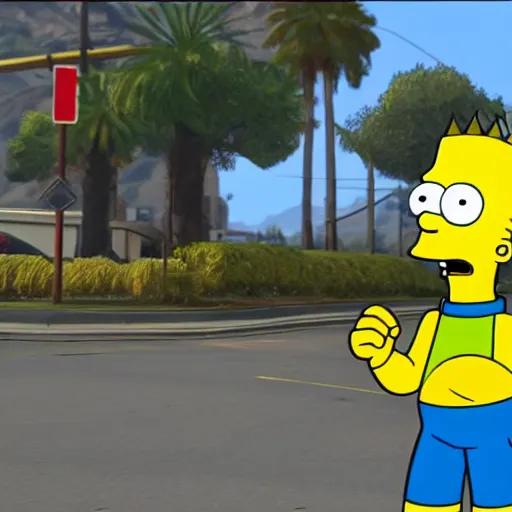Prompt: Bart Simpson in GTA V style