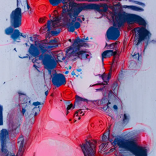 Prompt: abstract female portrait by james jean and Jason Chan