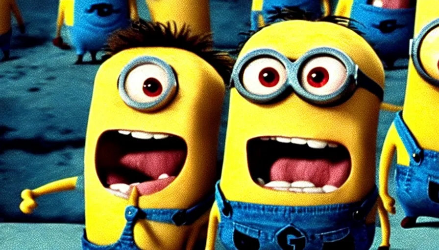 Image similar to fight club!!!!, fight club!!!! ((((the minions)))), movie still