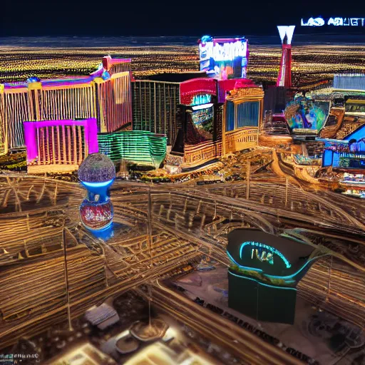 Prompt: las vegas of the future in the year 3 0 0 0, octane render 4 k ultrarealistic