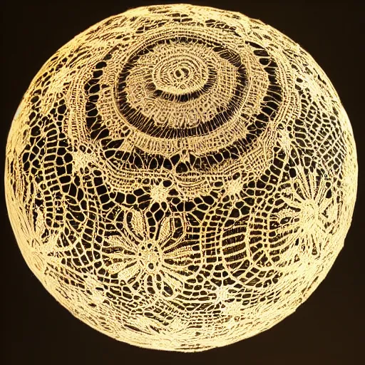 Image similar to intricate lace cloth covering a glowing sphere