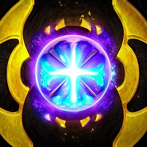 Image similar to purple powerful magic mana symbol, epic legends game icon stylized digital illustration radiating a glowing aura global illumination ray tracing hdr fanart arstation by ian pesty and katarzyna bek - chmiel