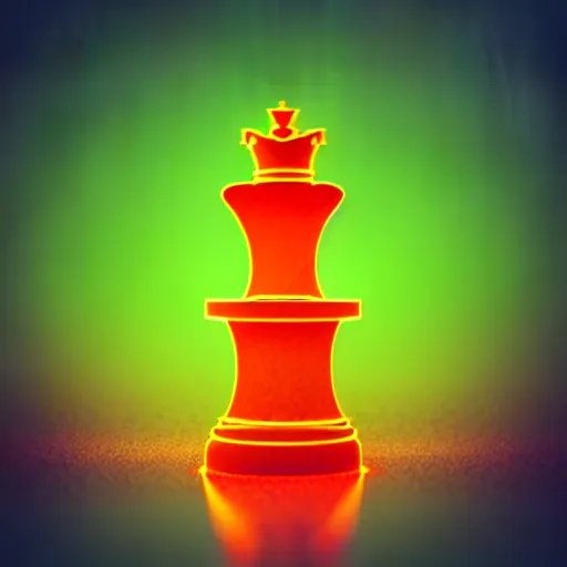 Prompt: vintage instamatic photo of a queen chess piece made of neon lights resting on a reflection , Isometric 3D Fantasy, smooth 3D Illustration, Cinematic Matte Painting, soft render,