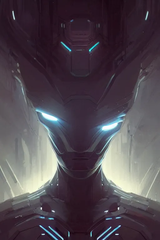 Image similar to professional concept art portrait of a ominous floating robotic species in a dark room by artgerm and greg rutkowski. an intricate, elegant, highly detailed digital painting, concept art, smooth, sharp focus, illustration, in the style of cam sykes.