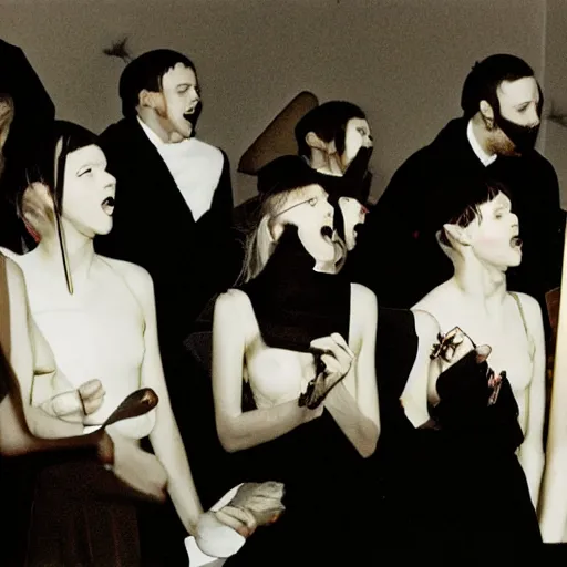 Image similar to Wir hören ein Singen im Raum Singen im Raum, singen im Raum Wir jagen die Monotonie Monotonie, Monotonie, by Juergen Teller, Hannah Hoch, Yohji Yamamoto