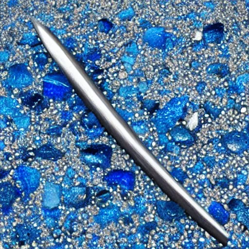 Image similar to a realistic pickaxe made from blue diamonds