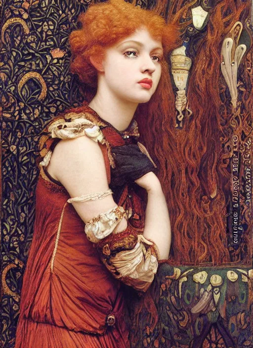 Prompt: masterpiece of intricately detailed preraphaelite photography portrait hybrid of rhianna and judy garland aged 3 0, sat down in train aile, inside a beautiful underwater train to atlantis, betty page fringe, medieval dress yellow ochre, by william morris ford madox brown william powell frith frederic leighton john william waterhouse hildebrandt