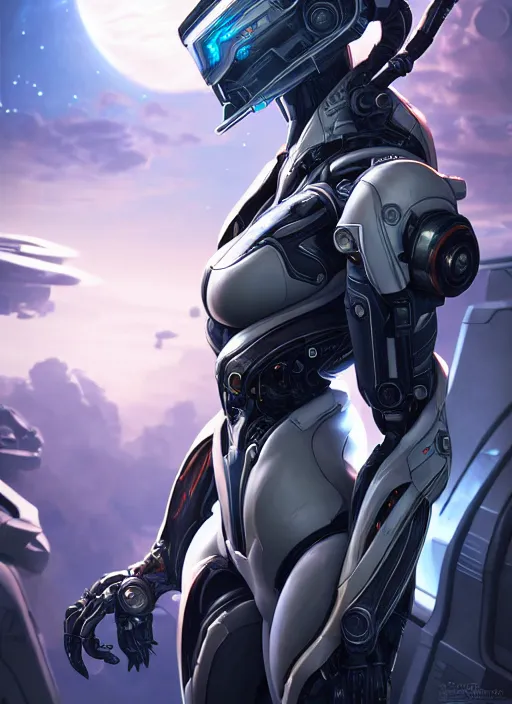 Image similar to photo of a cyborg girl on a space ship, warframe armor, scifi, professionally color graded, interesting angle, sharp focus, 8 k high definition, insanely detailed, intricate, innocent, art by stanley lau and artgerm