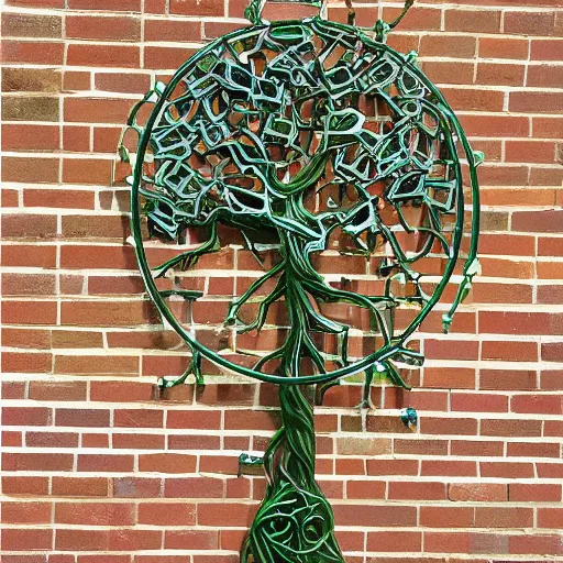 Image similar to mechanical cyber tree of life cross ivy vine botanical contraption