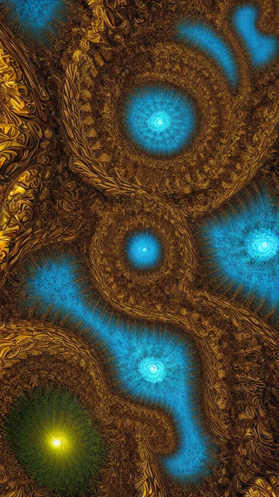 Image similar to 3d fractal background by Escher, psychedelic, mandelbulb 3d, digital art, high details, atmospheric, trending on artstation, deviantart, 8k resolution