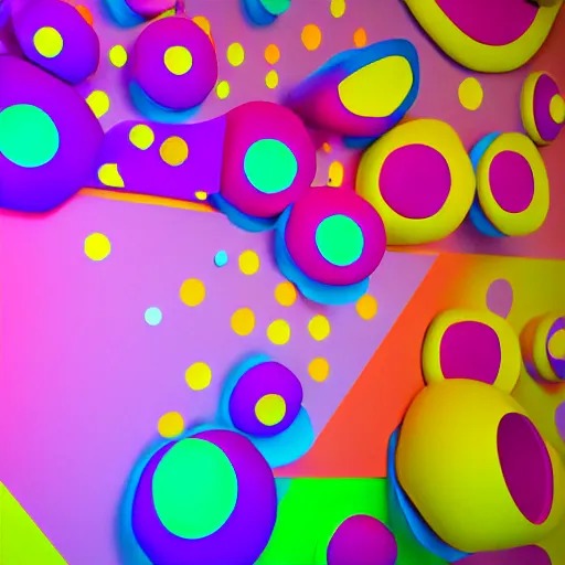 Prompt: : colorful abstract puffy floral sculpture art on the wall in modern architecture studio, meow wolf, cinematic lighting, hyper - realistic, detailed, render by c 4 d octane, unreal engine, 8 k 3 d render