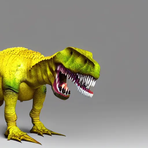 Prompt: 3d render of a T-Rex eating a banana