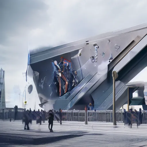 Image similar to sci-fi wall structure on the coronation of napoleon painting and digital billboard in the middle, unreal engine 5, keyshot, octane, artstation trending, ultra high detail, ultra realistic, cinematic, 8k, 16k, in style of zaha hadid, in style of photogrammetry cloud, in plastic, dark, tilt shift,