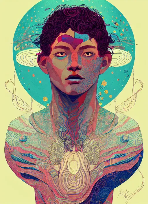 Image similar to beautiful illustration of apollo, in the style of james jean and victo ngai and sam spratt, mystical colors, trending on artstation