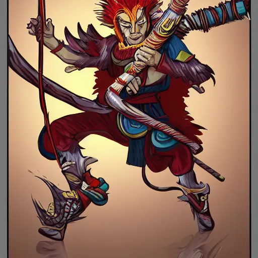 Image similar to sun wukong the monkey king in the art style of demon slayer