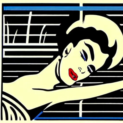 Prompt: the bride of frankenstein illustration by roy lichtenstein