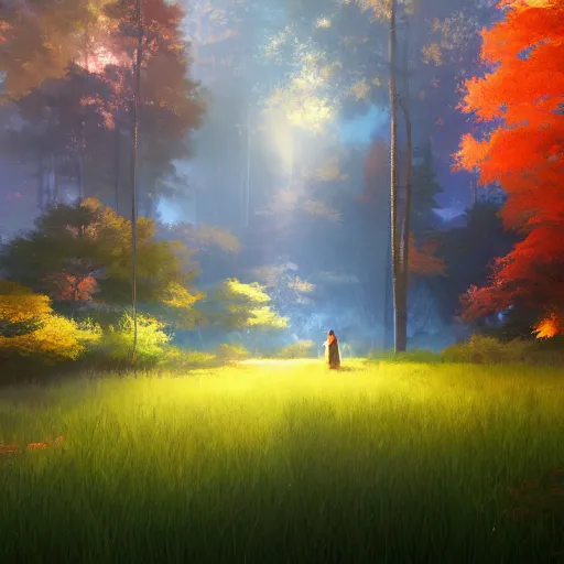 Prompt: A rainbowed fire of life heal a fantastic forest, oil panting, high resolution 4K, by Ilya Kuvshinov, Greg Rutkowski and Makoto Shinkai