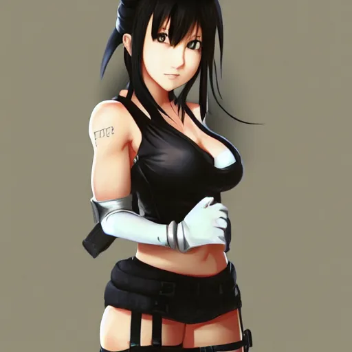 Image similar to portrait of the tifa lockhart, anime fantasy illustration by tomoyuki yamasaki, kyoto studio, madhouse, ufotable, trending on artstation