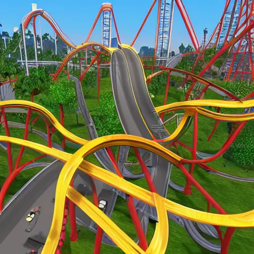 Image similar to Roller Coaster Tycoon, Grand Theft Auto