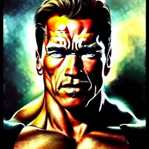 Prompt: uhd photorealistic portrait of nazi arnold schwarzenegger, by amano, ayami kojima, greg rutkowski, lisa frank, mark brooks, and karol bak, masterpiece, cinematic composition, dramatic pose, studio lighting, correct face, hyperdetailed, intricate details