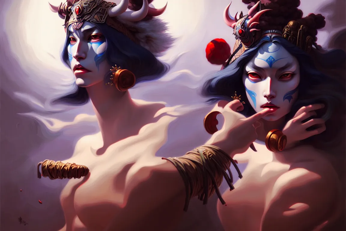 Prompt: beautiful priness mononoke, three point lighting, dramatic lighting, high details, 4k, 8k, best, accurate, photorealism, ultrarealistic, digital painting, style of Peter Mohrbacher, Caravaggio, Dali, Boris Vallejo, Hajime Sorayama