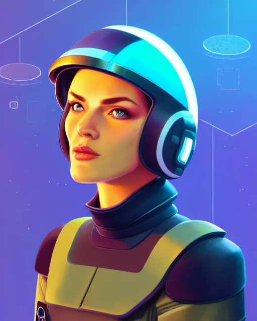 Prompt: isometric portrait of a starship captain with a helmet video game character, digital illustration portrait design perspective, detailed, gorgeous lighting, wide angle action dynamic portrait