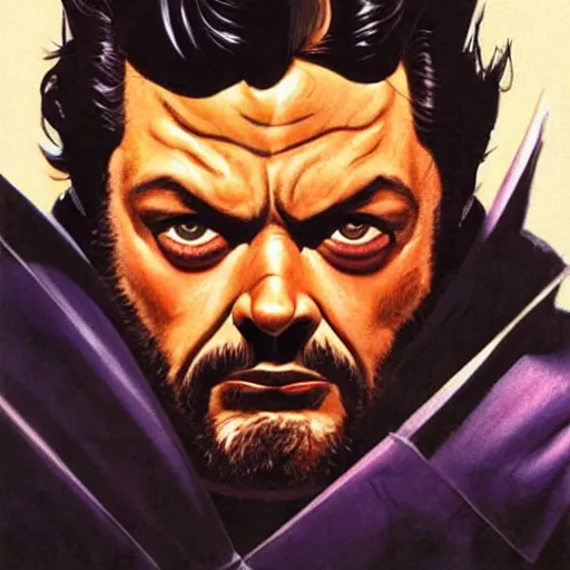 Prompt: orson welles as wolverine, graphic novel drawing by alex ross