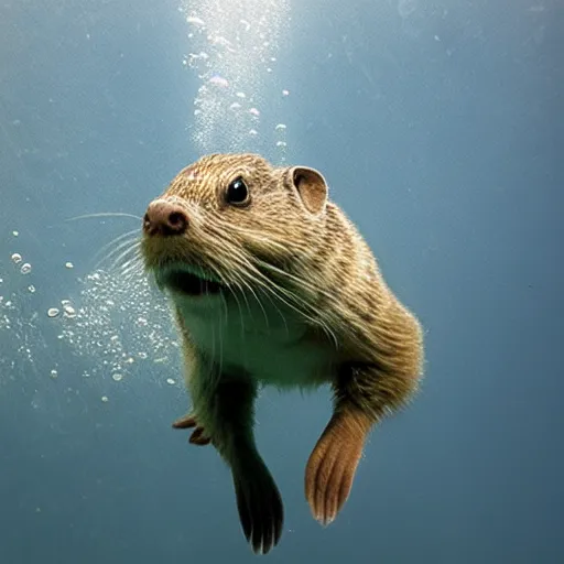 Image similar to a gopher diving underwater