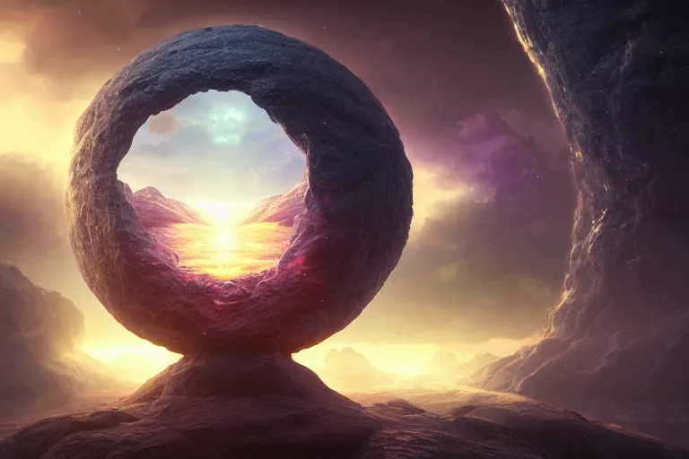 Image similar to a god dissolving into a new universe and then folding itself into a four dimensional sphere, in the style of wlop, illustration, epic, fantasy, hyper detailed, smooth, unreal engine, sharp focus, ray tracing