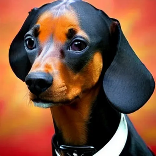 Image similar to a pinscher with snoop dogg head