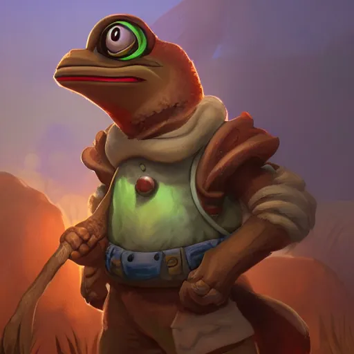 Image similar to pepe the miner, detailed, artstation, dramatic light