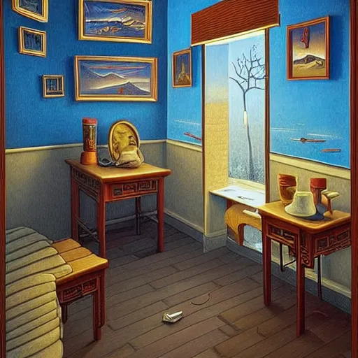 Prompt: the chinese room, by rob gonsalves