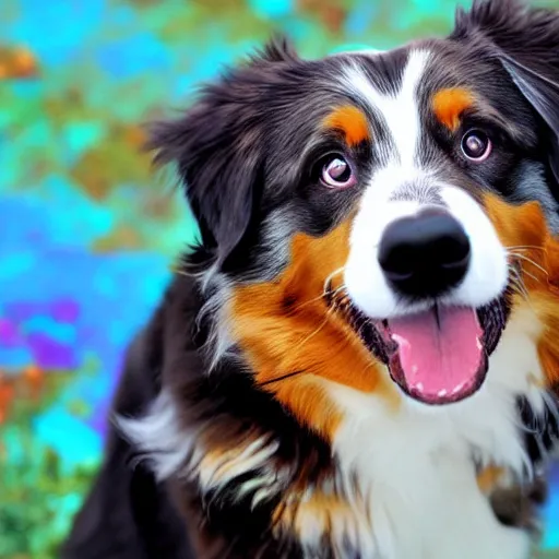 Image similar to australian shepherd on acid