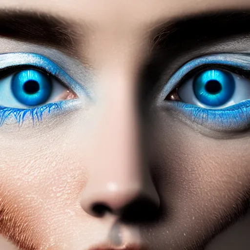 Prompt: a blue eye, realistic, award winning, detailed, 8k, HD, hyper realistic, octane render, close up, cycles render,